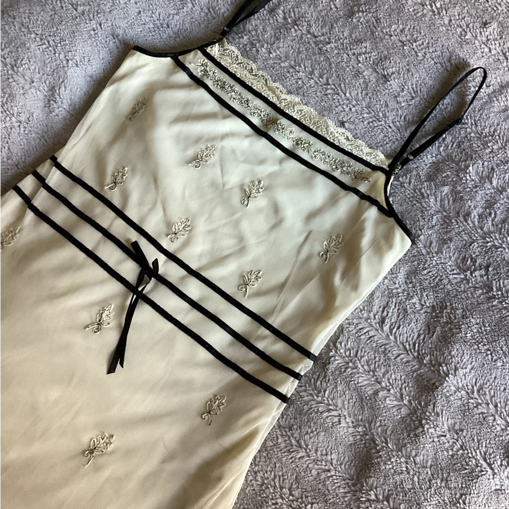 Odille Cream and Black Chemise with Adjustable Straps